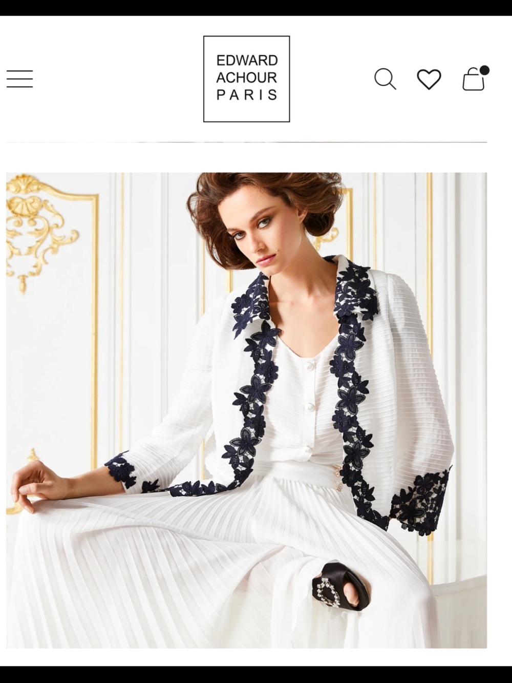 Edward Achour Paris VESTE EN CRÊPE MOUSSELINE MINI PLIS ET NERVURES
